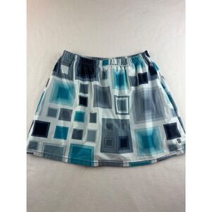 Nike Skort Womens Golf Athletic Blue Gray Square Print Elastic Waist Casual